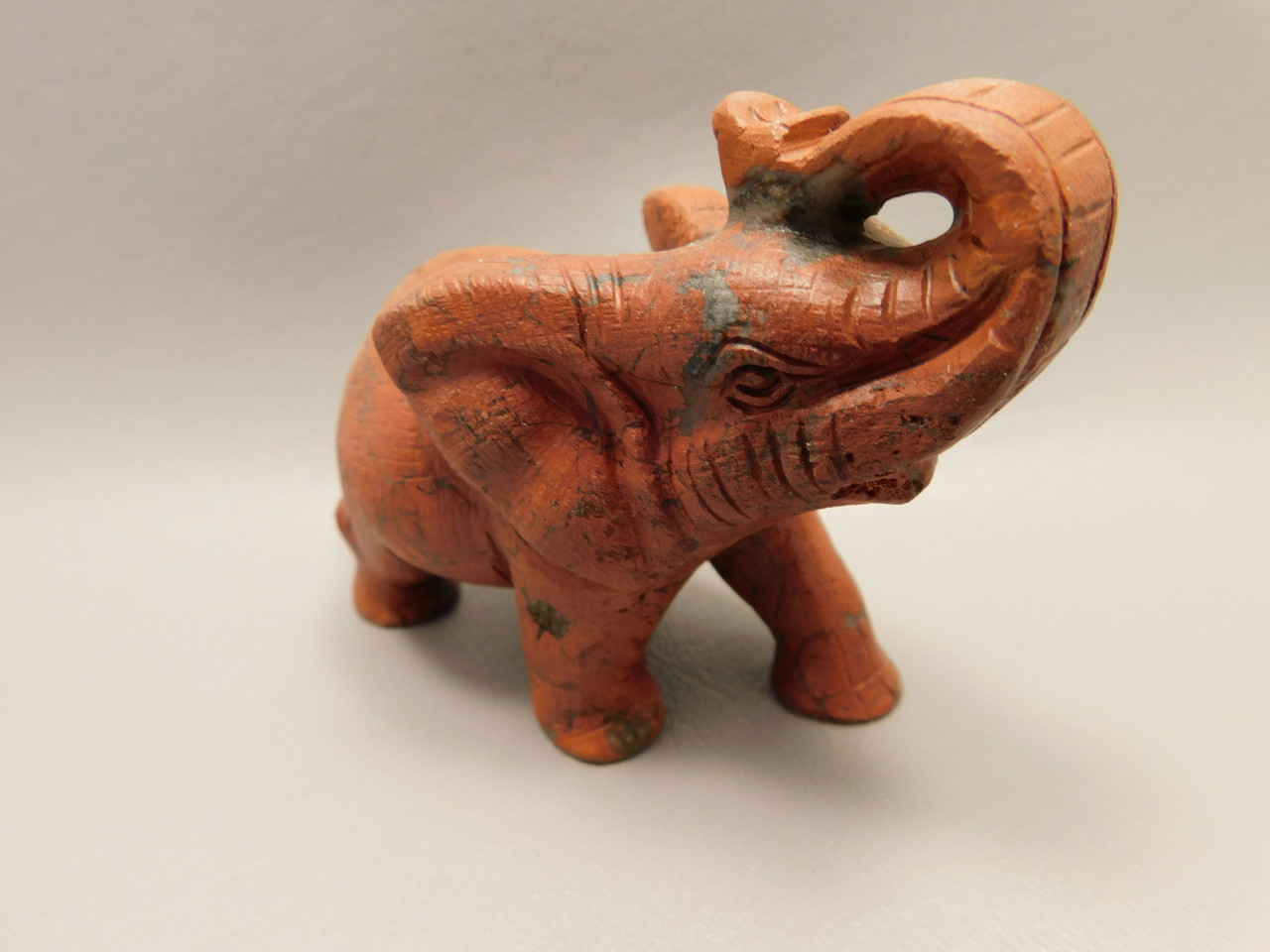 Elephant Figurine Red Jasper 3.75 inch Stone Animal Carving #O464