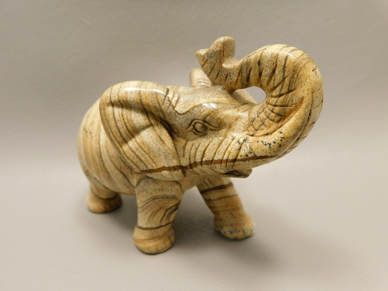 Elephant Figurine 4 inch Kalahari Jasper Animal Carving #O285