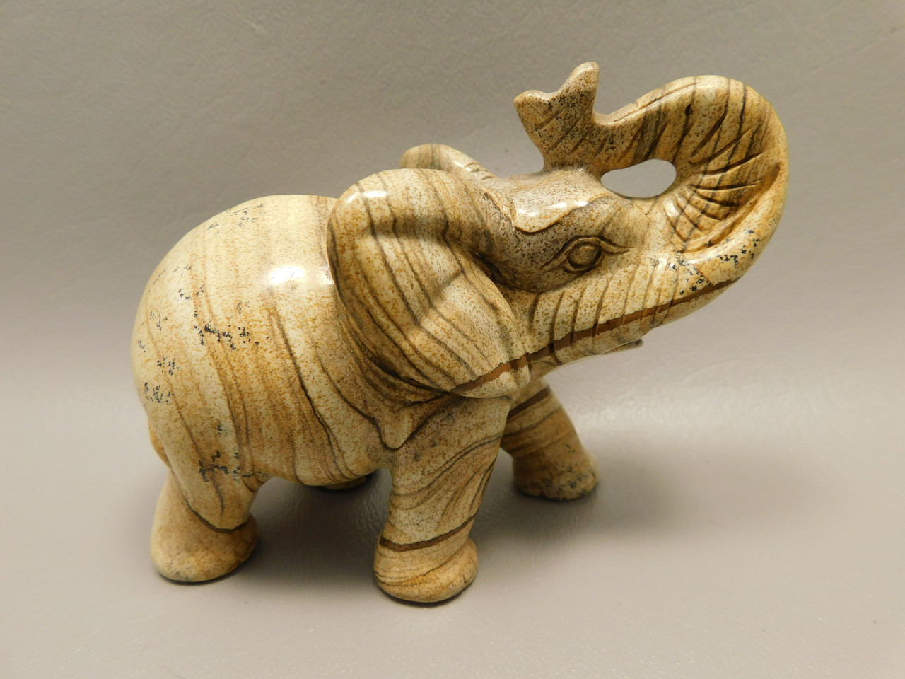 Elephant Figurine 4 inch Kalahari Jasper Animal Carving #O285