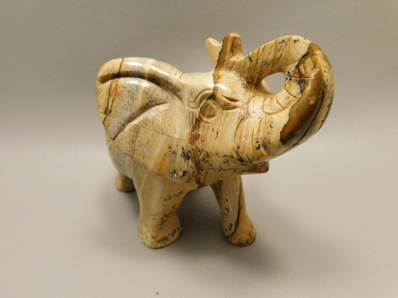 Elephant Figurine 4 inch Kalahari Jasper Animal Carving #O283