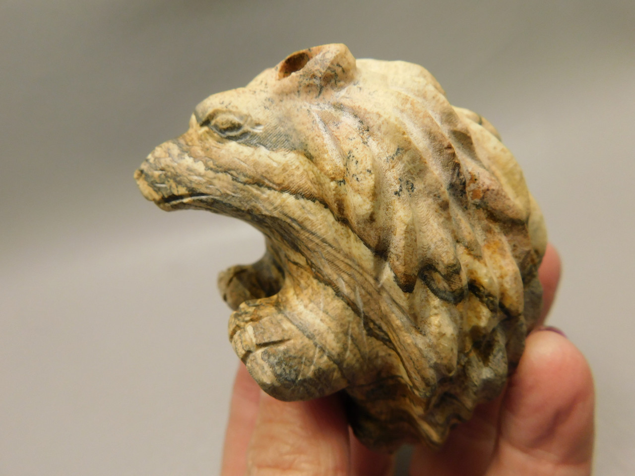 Hedgehog Figurine Stone Animal Carving Kalahari Jasper 3.15 inch #O287