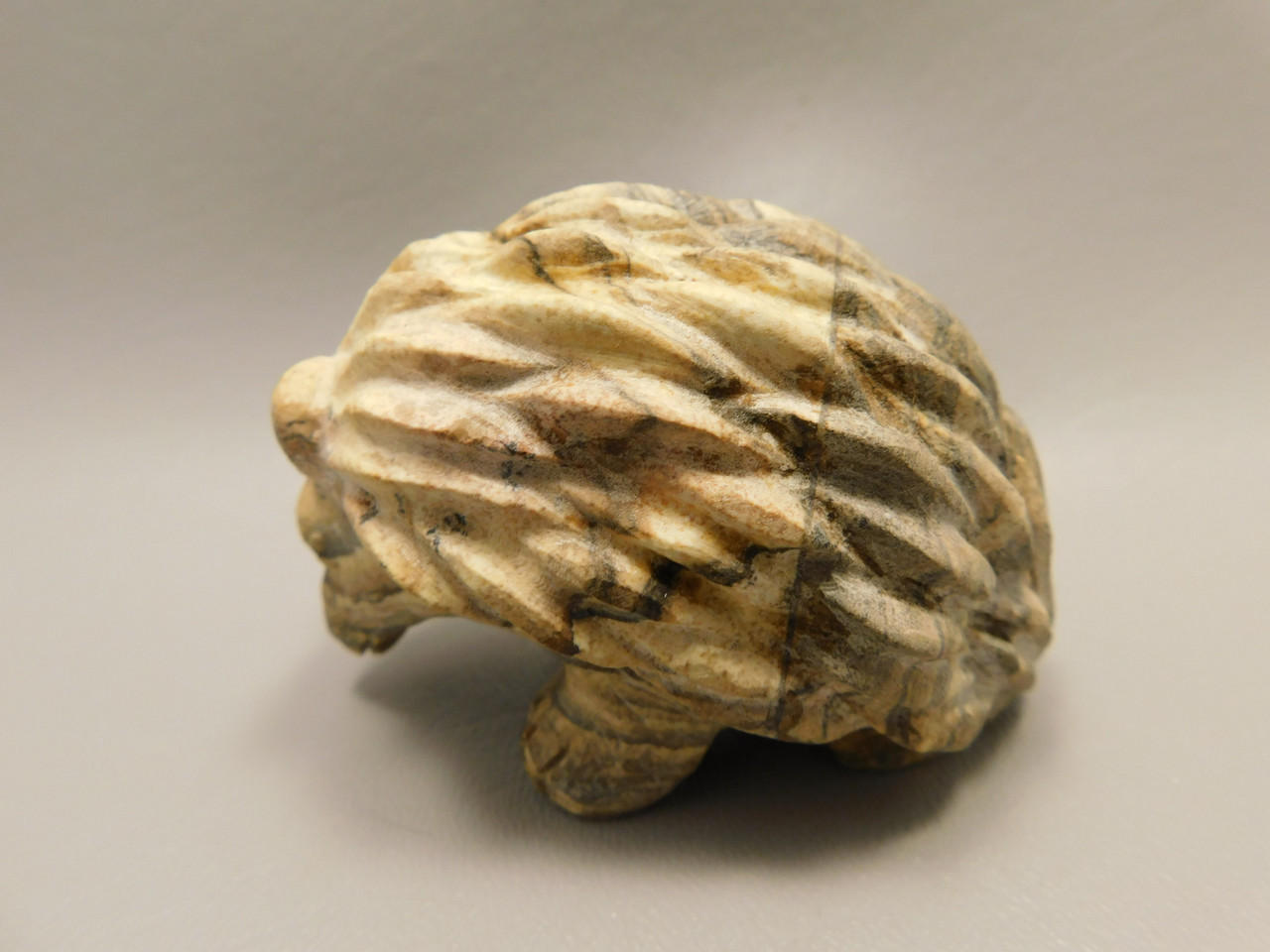 Hedgehog Figurine Stone Animal Carving Kalahari Jasper 3.15 inch #O287