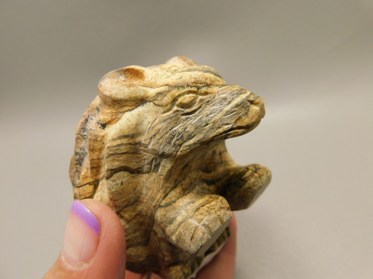 Hedgehog Figurine Stone Animal Carving Kalahari Jasper 3.15 inch #O287