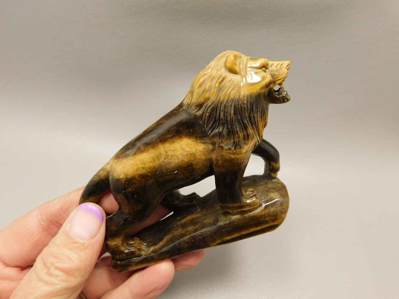 Lion Figurine Carving Kalahari Jasper 3.8 Inch Stone Animal #O347
