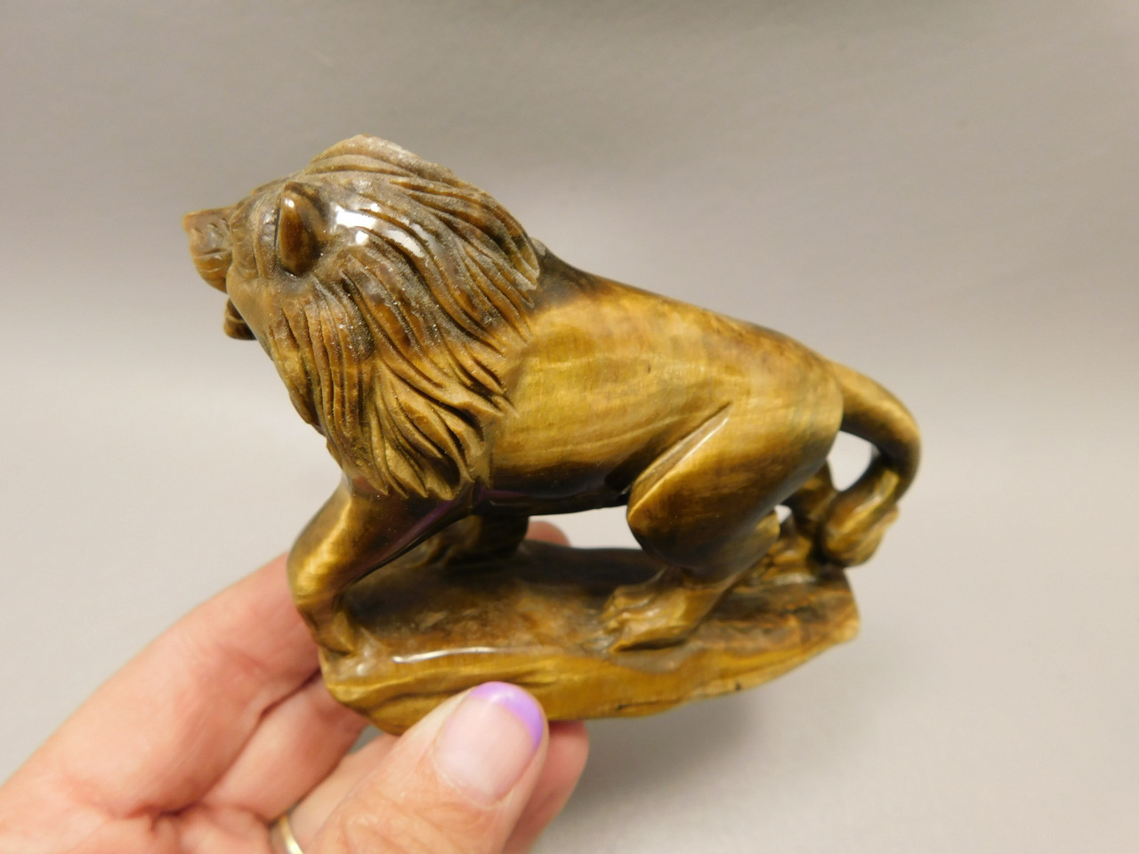 Lion Figurine Carving Kalahari Jasper 3.8 Inch Stone Animal #O347