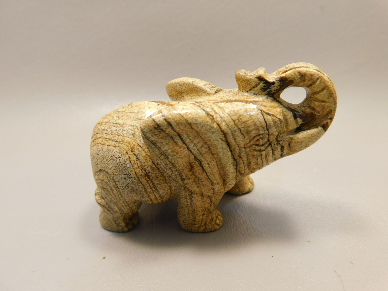 Elephant Figurine Kalahari Picture Jasper Animal Carving #O150