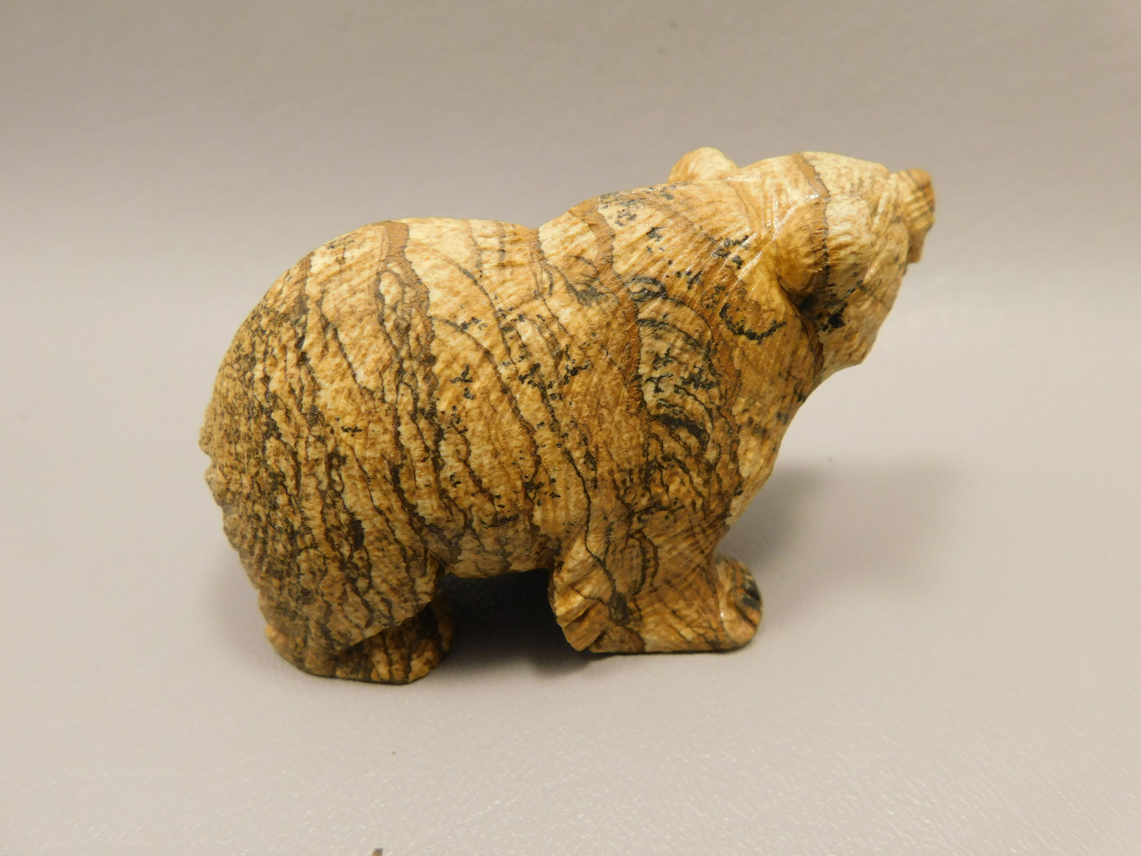 Bear Figurine Stone Animal Carving Kalahari Jasper 3.2 inch #O86