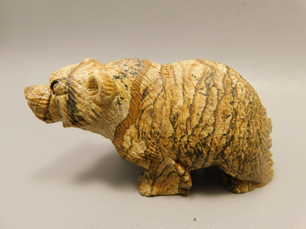 Bear Figurine Stone Animal Carving Kalahari Jasper 3.2 inch #O86