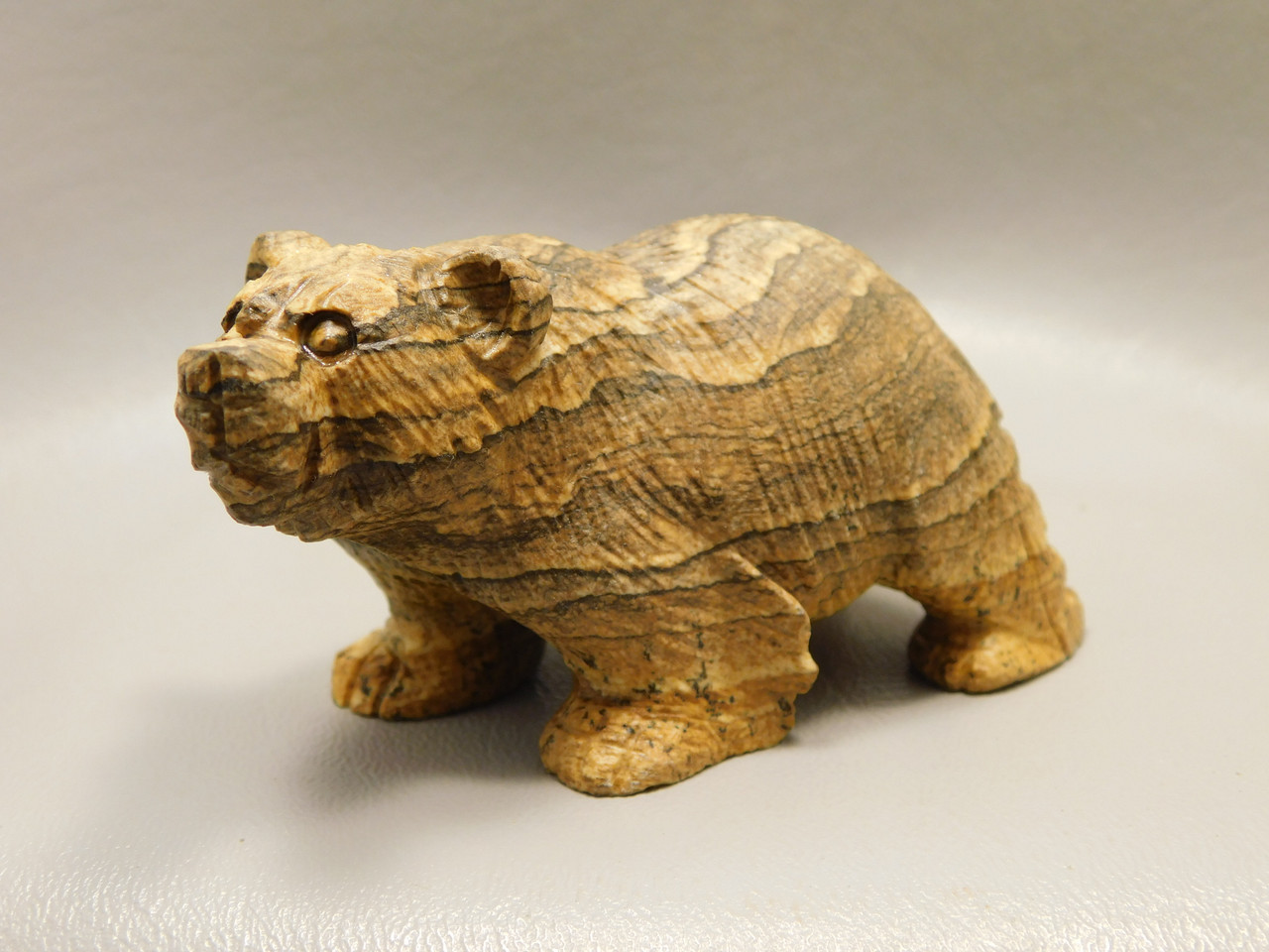 Bear Figurine Stone Animal Carving Kalahari Jasper 3.2 inch #O80
