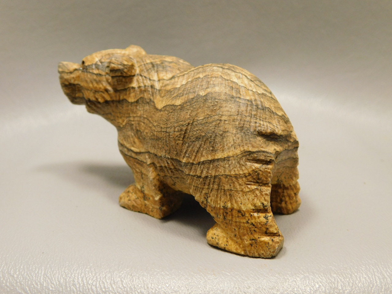 Bear Figurine Stone Animal Carving Kalahari Jasper 3.2 inch #O80