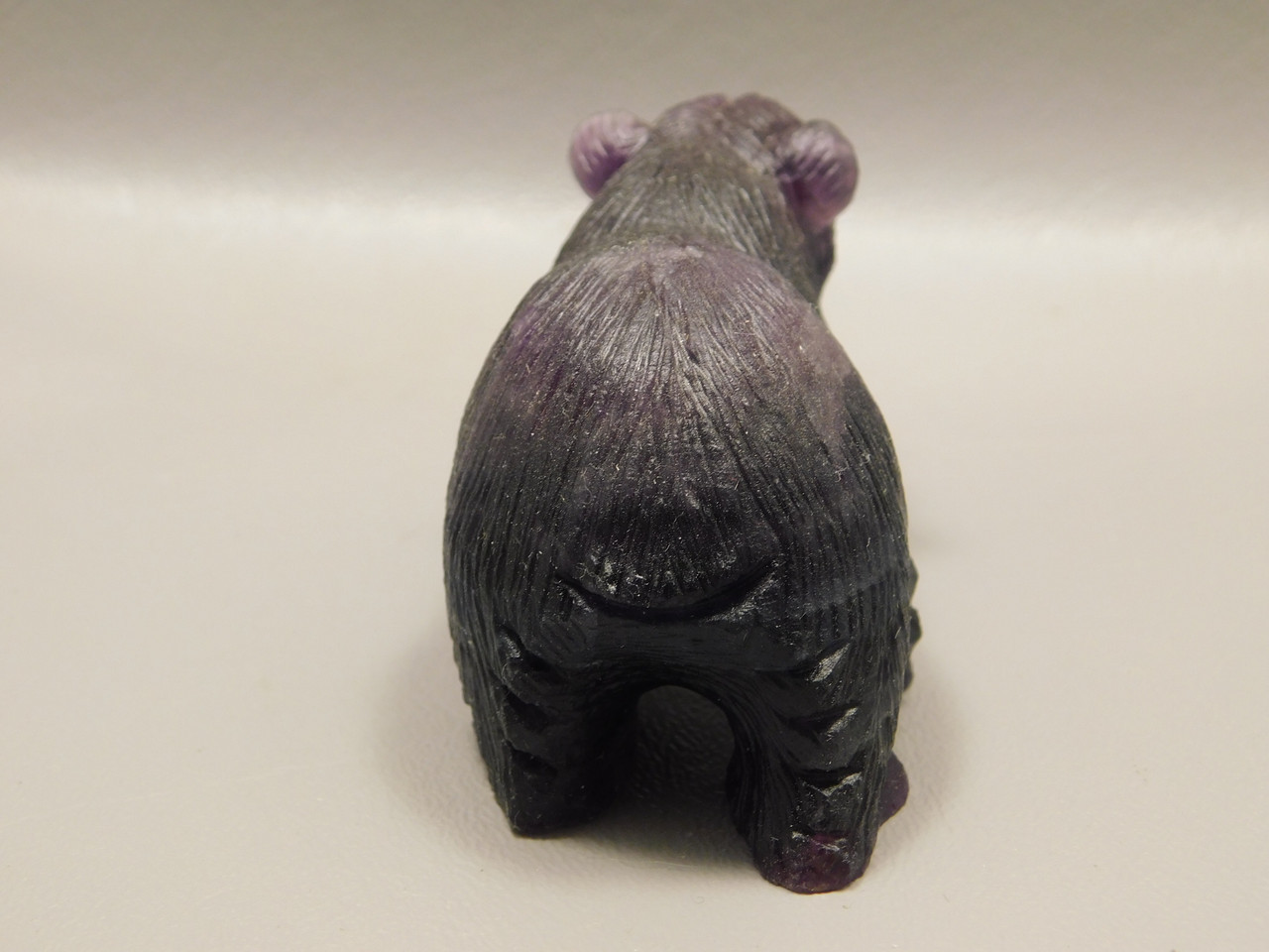 Bear Figurine Gemstone Animal Carving Purple Fluorite #O551