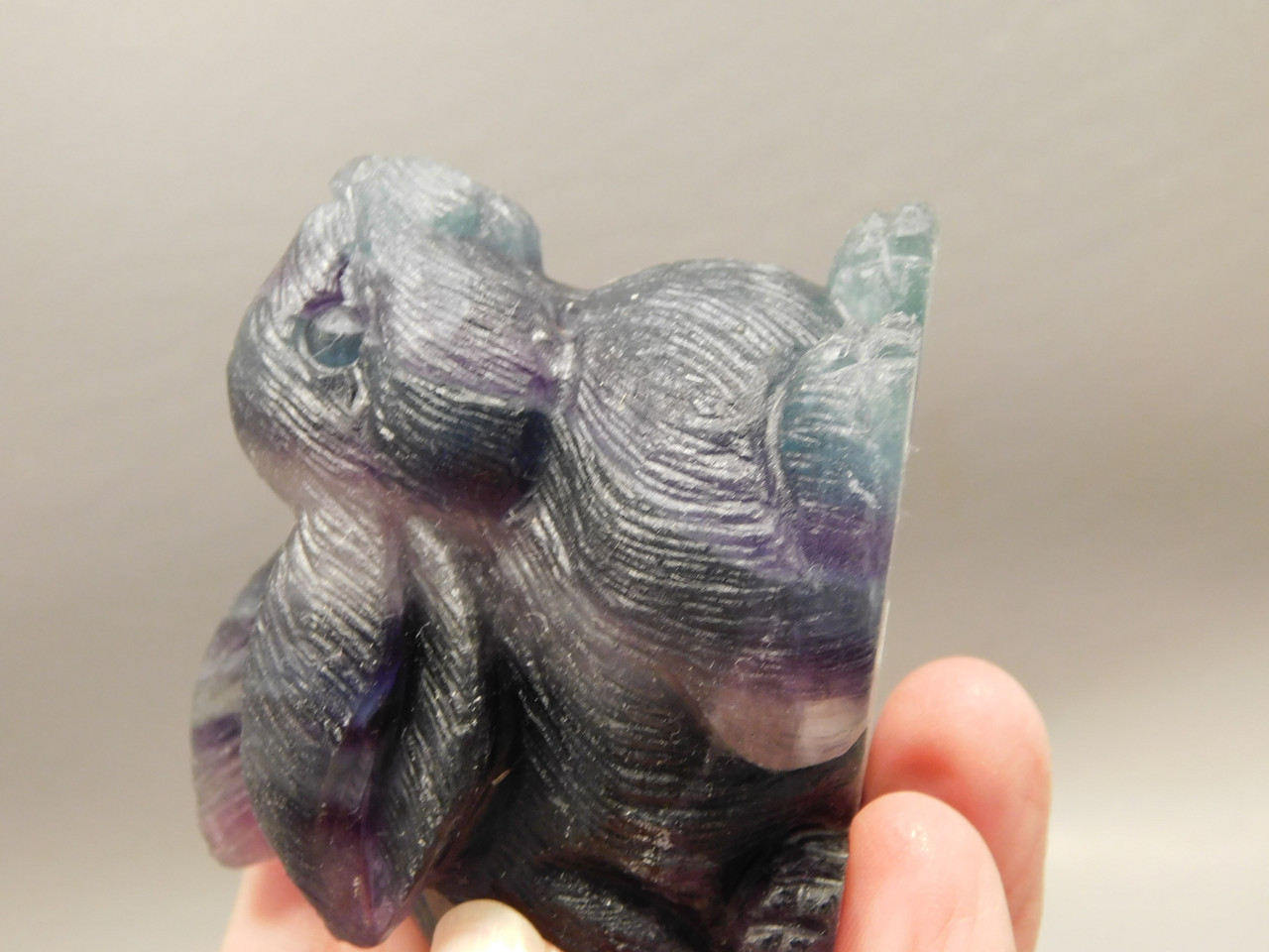 Rabbit Figurine Gemstone Animal Carving Purple Fluorite #O104 Rabbit Figurine Gemstone Animal Carving Purple Fluorite #O104