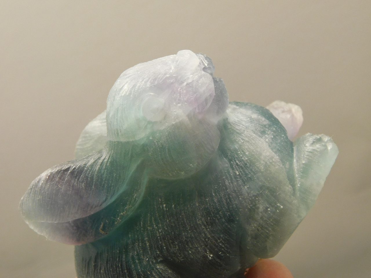 Rabbit Figurine Gemstone Animal Carving Purple Fluorite #O431