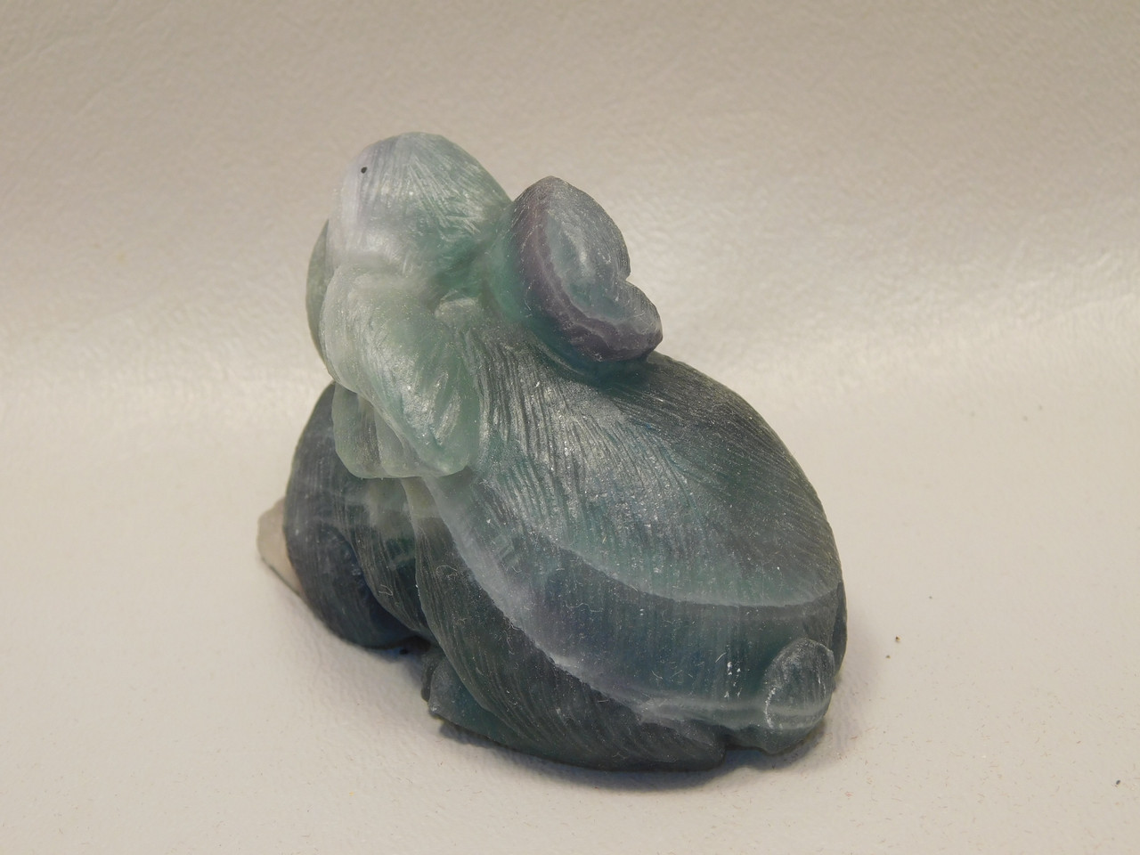Rabbit Figurine Gemstone Animal Carving Purple Fluorite #O431
