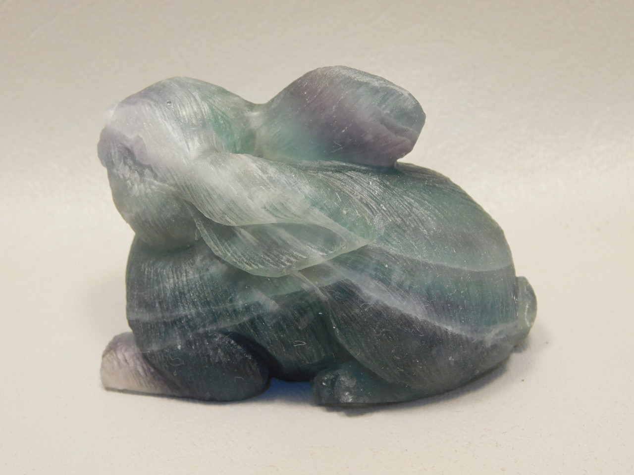 Rabbit Figurine Gemstone Animal Carving Purple Fluorite #O431