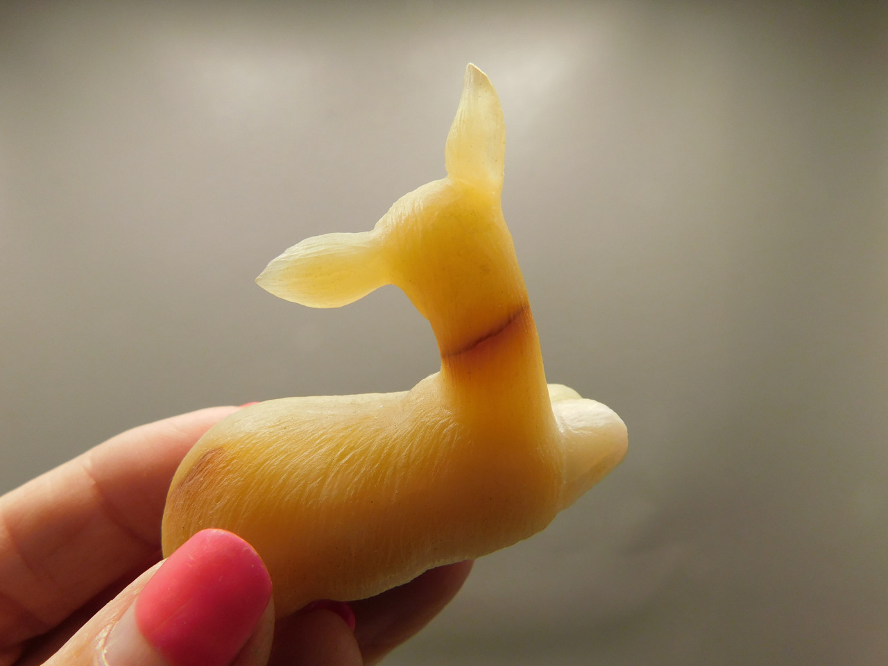 Deer Figurine Agate Gemstone Animal Carving #O168