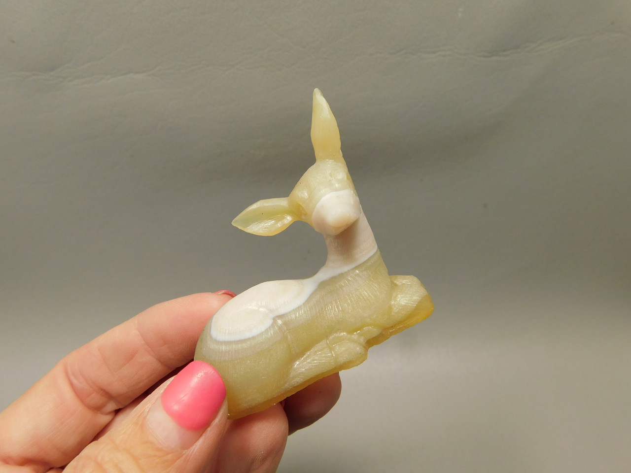Deer Figurine Agate Gemstone Animal Carving #O1