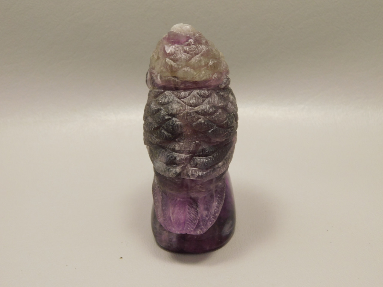 Owl Figurine 3.2 inch Animal Carving Purple Green Fluorite Crystal #O414