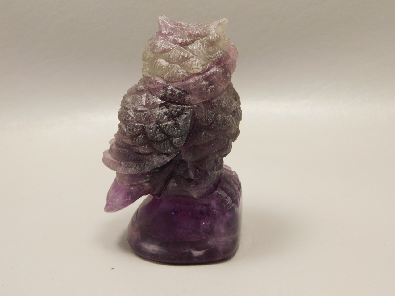 Owl Figurine 3.2 inch Animal Carving Purple Green Fluorite Crystal #O414