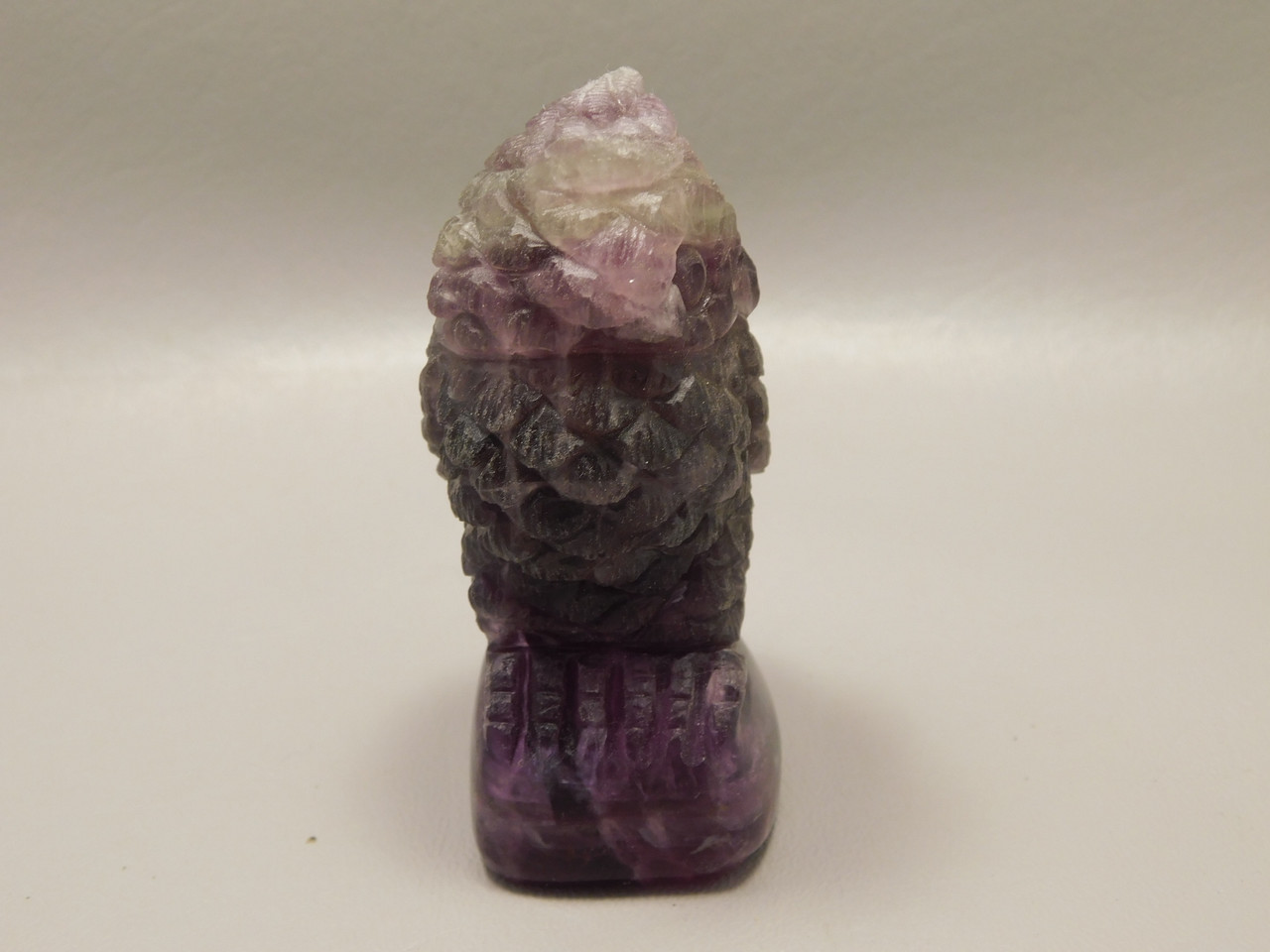 Owl Figurine 3.2 inch Animal Carving Purple Green Fluorite Crystal #O414