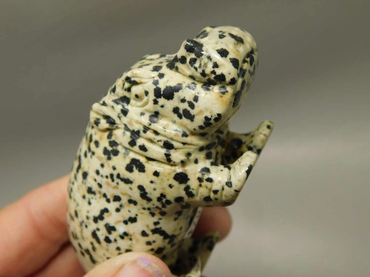 Hippopotamus Figurine Dalmatian Jasper 3 inch Animal Carving #O1