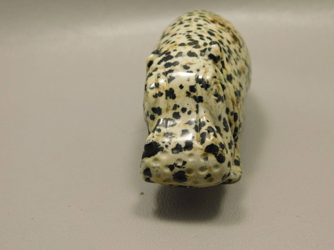 Hippopotamus Figurine Dalmatian Jasper 3 inch Animal Carving #O1