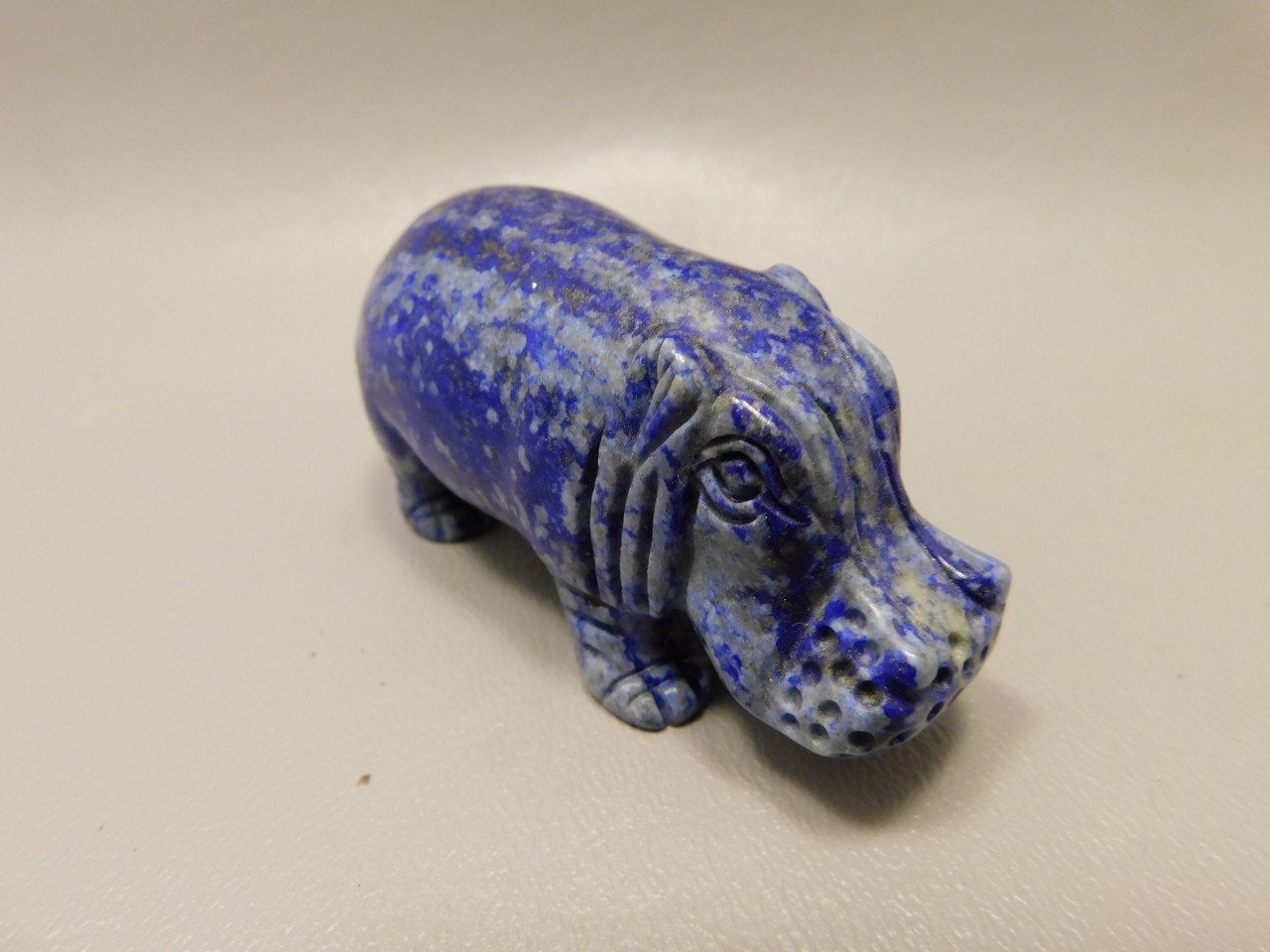 Hippopotamus Figurine Lapis Lazuli 3 inch Animal Carving #O37