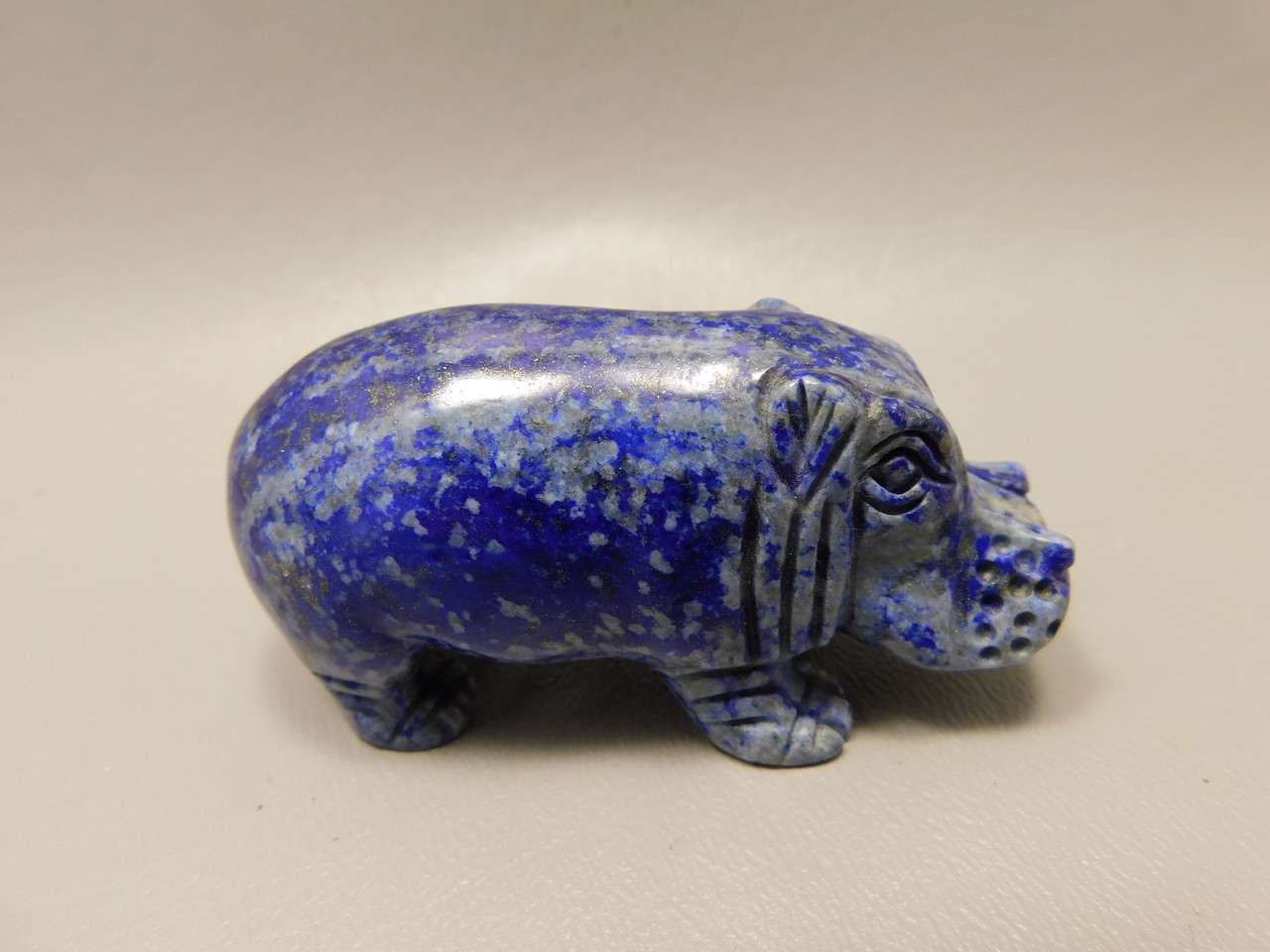 Hippopotamus Figurine Lapis Lazuli 3 inch Animal Carving #O37