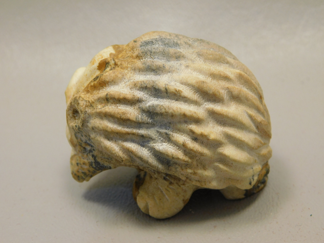 Hedgehog Figurine Stone Animal Carving Kalahari Jasper 2 inch #O3