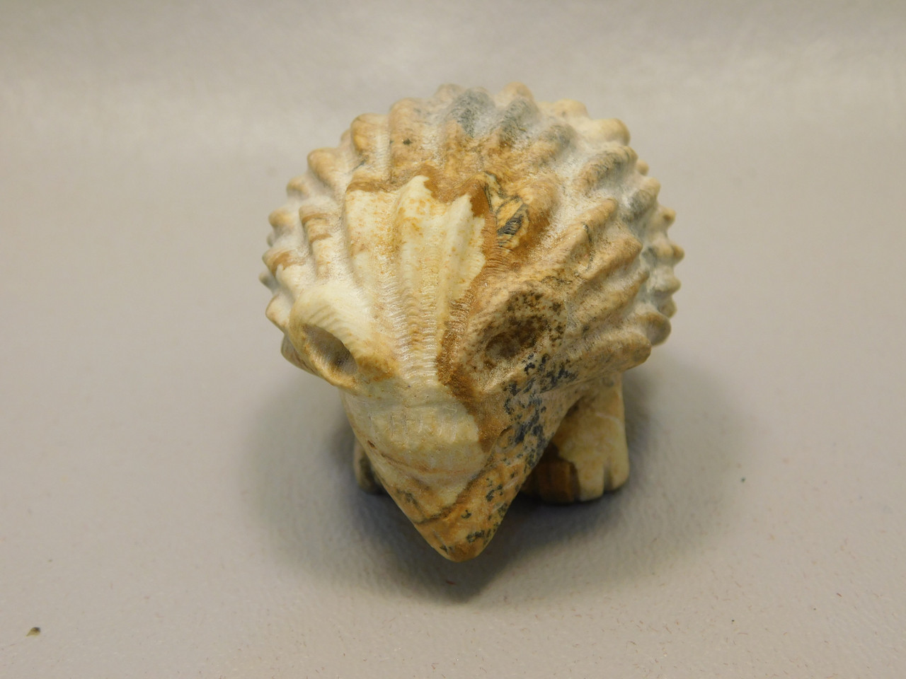 Hedgehog Figurine Stone Animal Carving Kalahari Jasper 2 inch #O3