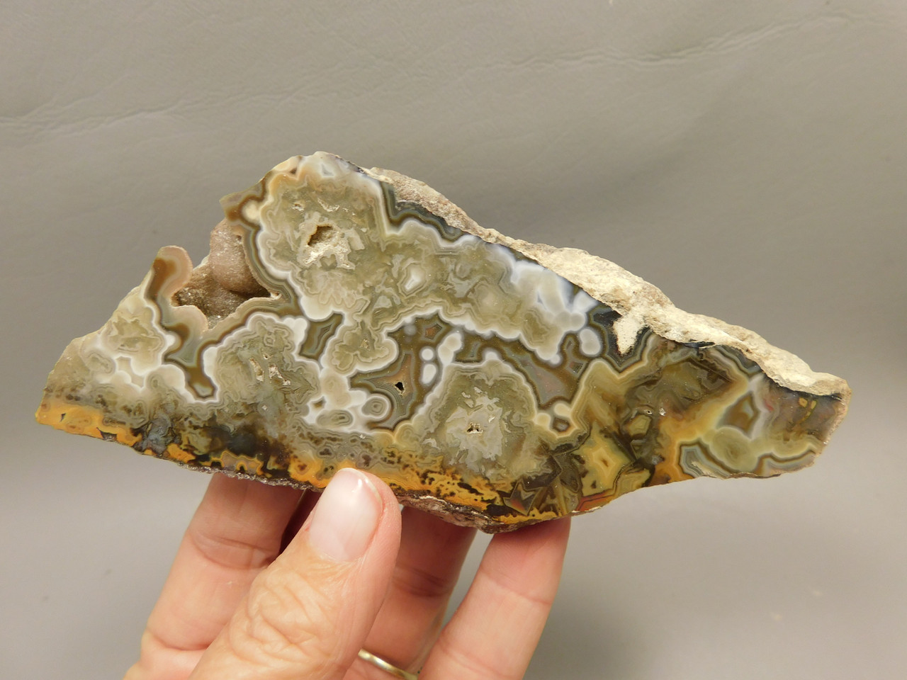 Crazy Lace Agate with Druse Polished Rock Endcut Mexico #O1