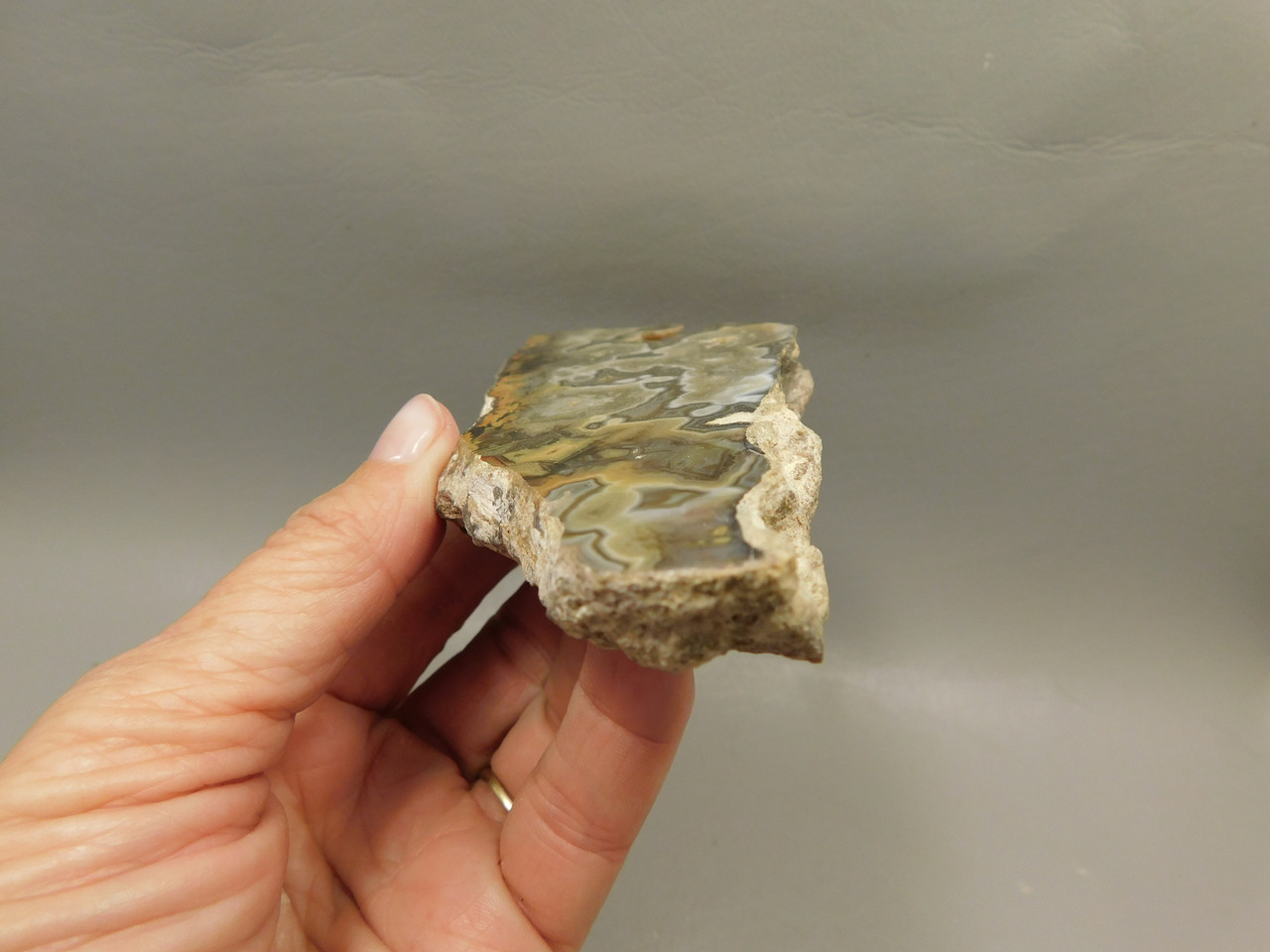Crazy Lace Agate with Druse Polished Rock Endcut Mexico #O1