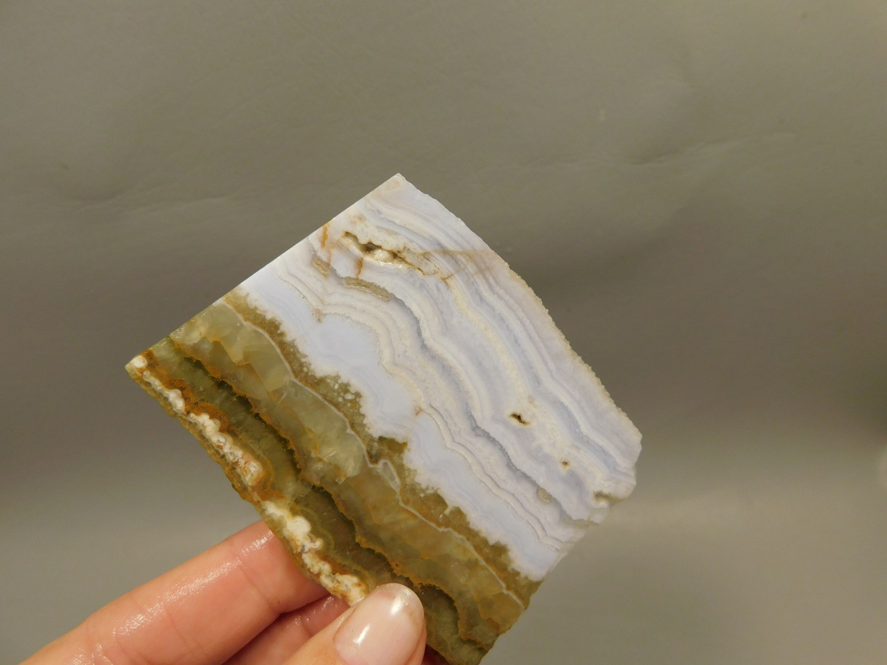Blue Lace Agate Stone Slab Lapidary Cabbing Rough Rock #O4