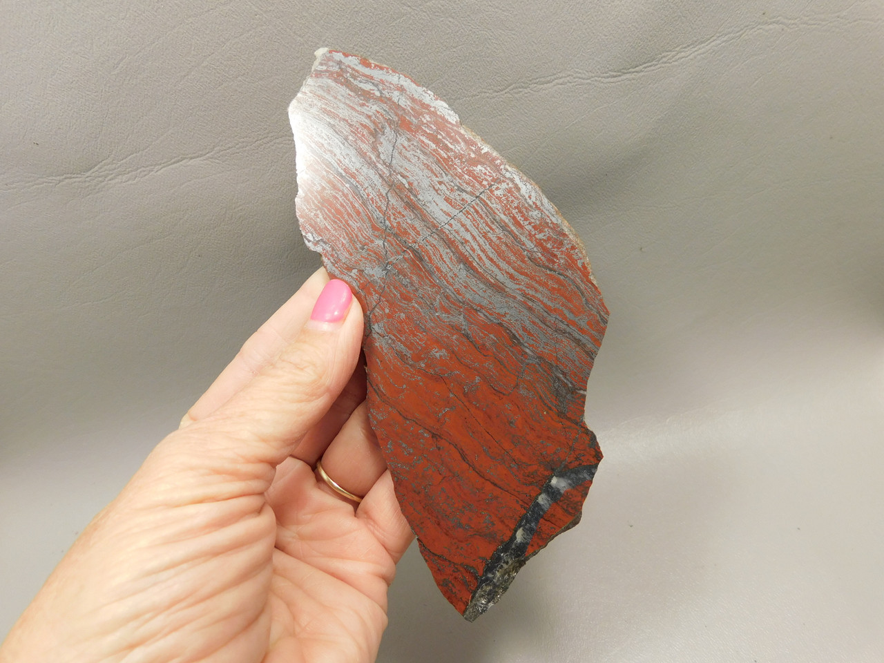 Jaspillite Polished Stone Slab Red Chatoyant Rock Michigan #O11 Jaspillite Polished Stone Slab Red Chatoyant Rock Michigan #O11