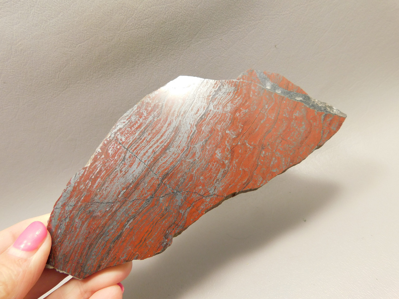 Jaspillite Polished Stone Slab Red Chatoyant Rock Michigan #O11 Jaspillite Polished Stone Slab Red Chatoyant Rock Michigan #O11