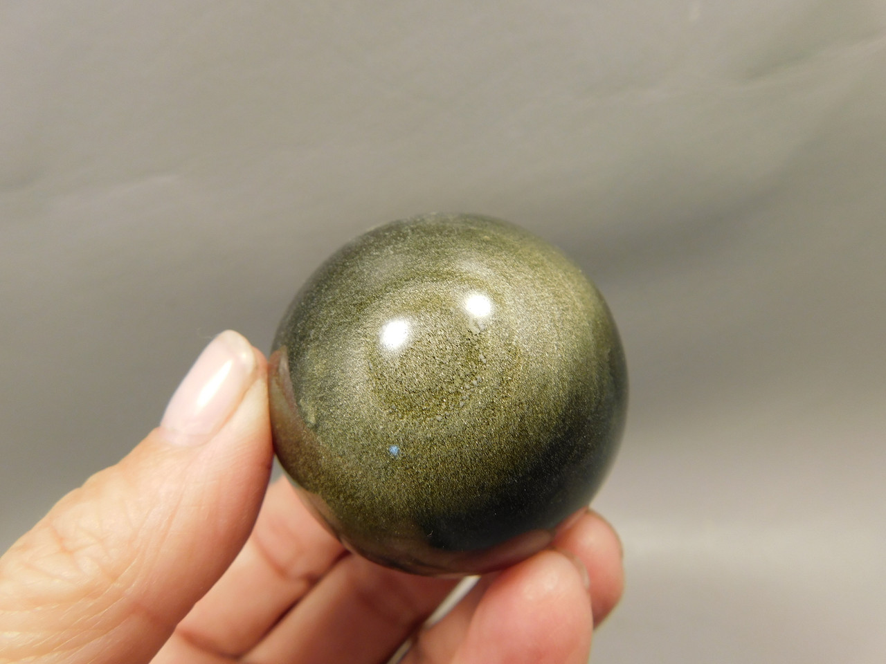 Gold Sheen Obsidian Sphere 1.7 inch Chatoyant 42 mm Stone Ball #Og8