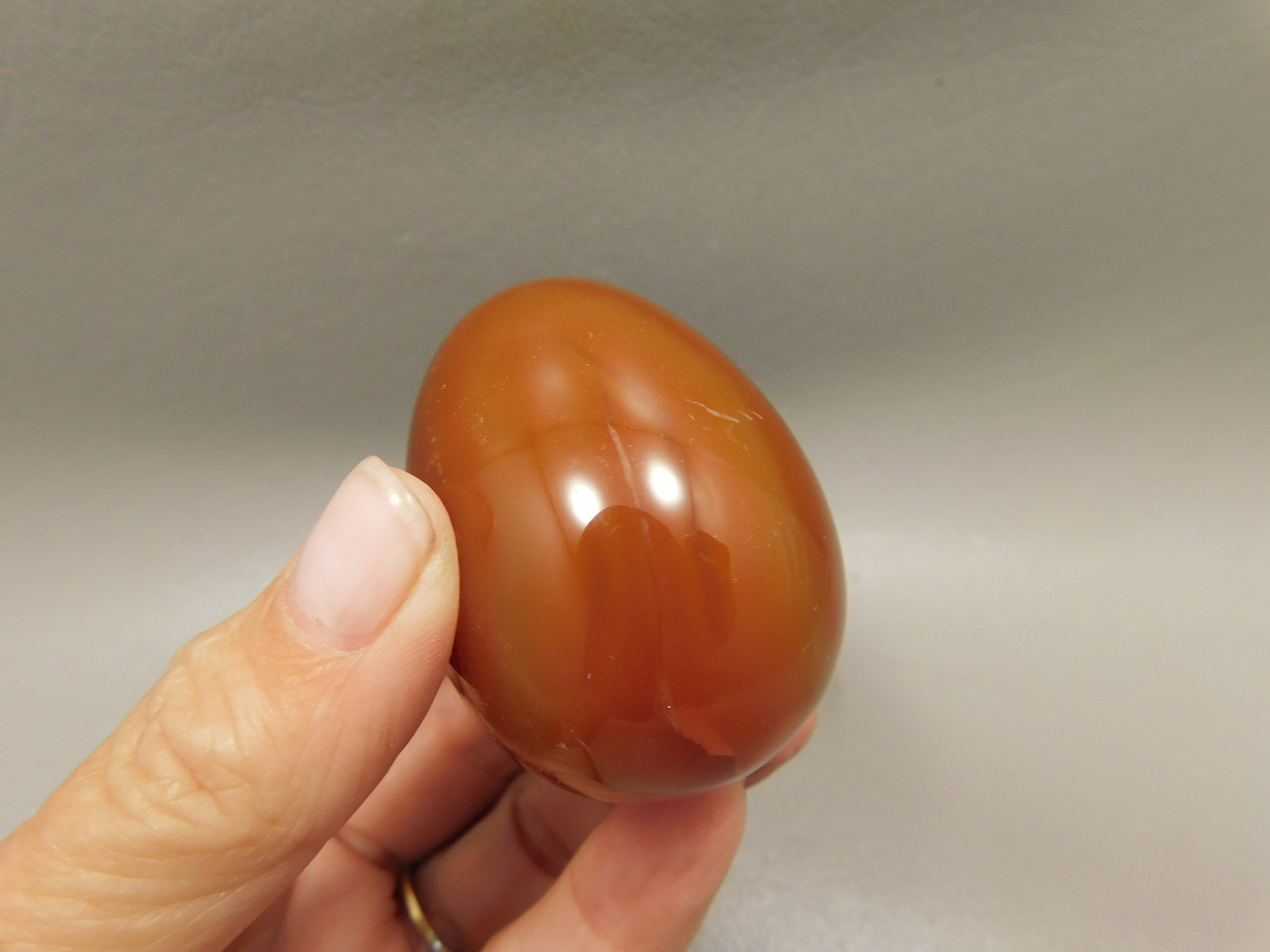 Carnelian Agate Egg Shaped Stone 2 inch Orange Gemstone #O9