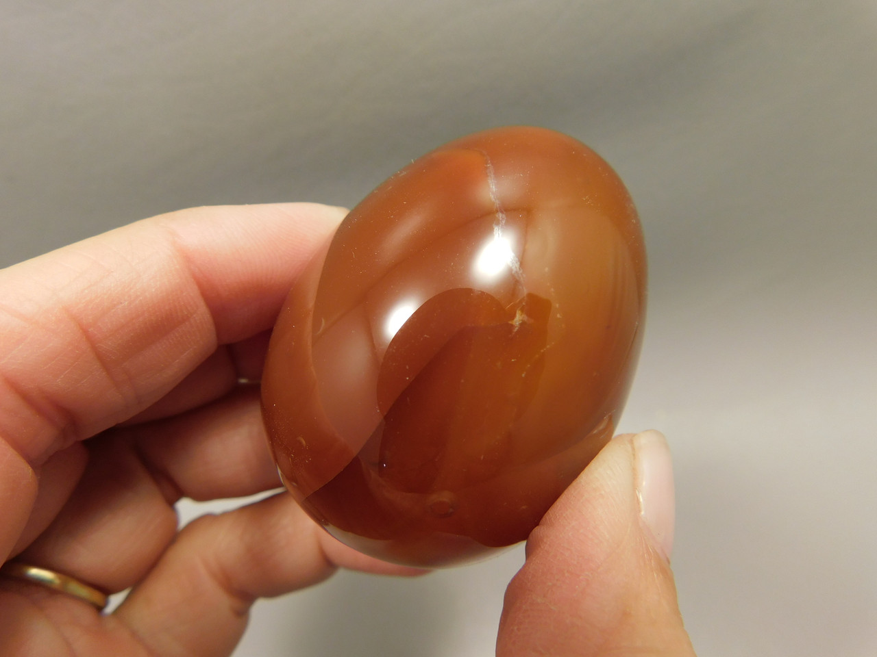 Carnelian Agate Egg Shaped Stone 2 inch Orange Gemstone #O9