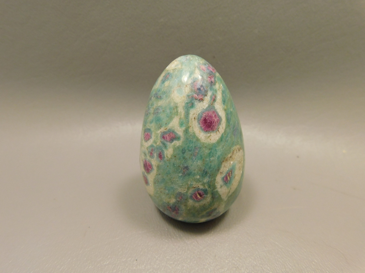 Ruby and Fuchsite Egg Shaped Stone 2.4 inch Carved Rock #O1