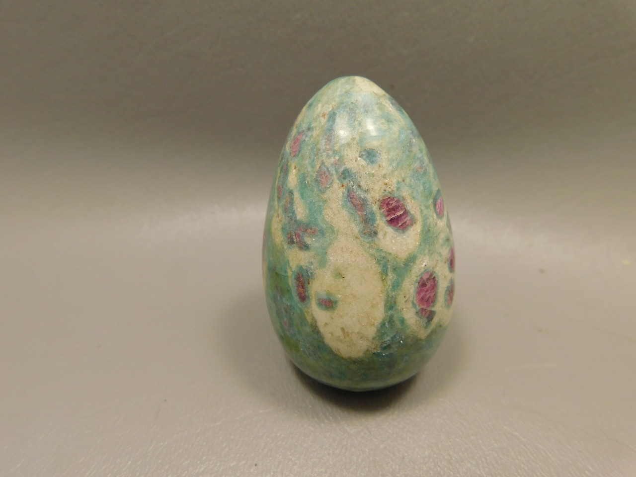 Ruby and Fuchsite Egg Shaped Stone 2.4 inch Carved Rock #O1