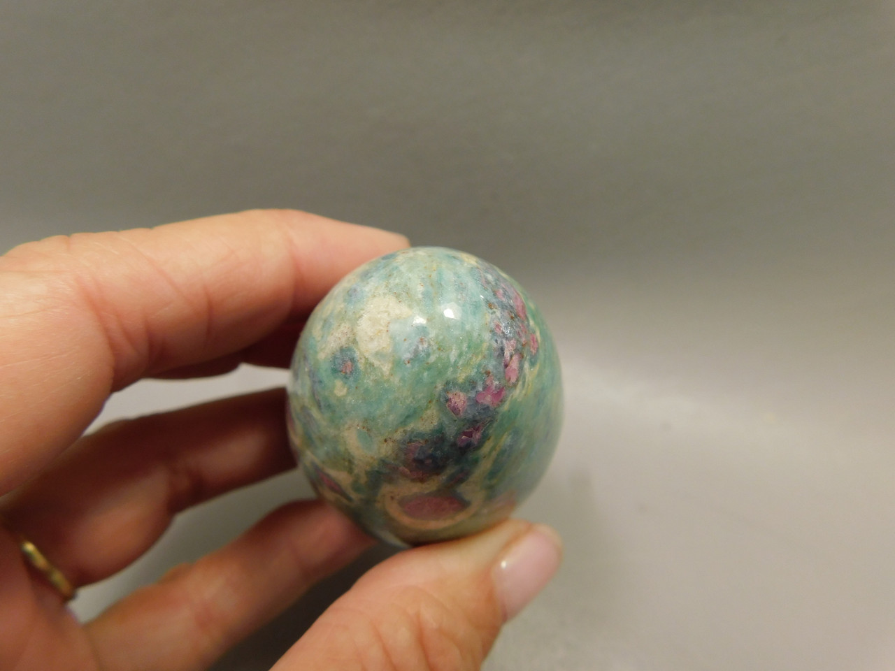 Ruby and Fuchsite Egg Shaped Stone 2.4 inch Carved Rock #O1