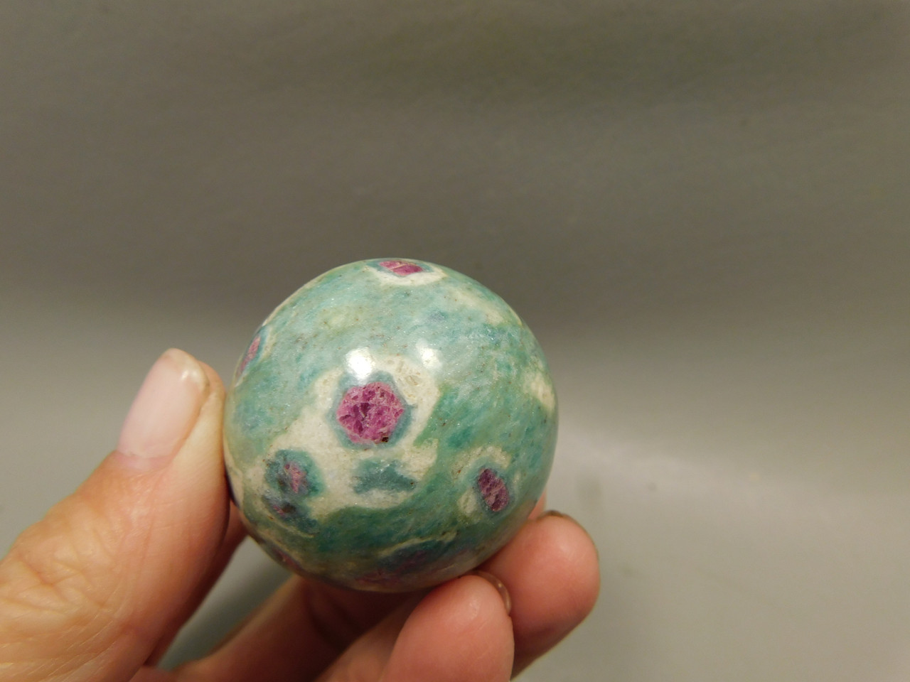 Ruby and Fuchsite Egg Shaped Stone 2.4 inch Carved Rock #O1