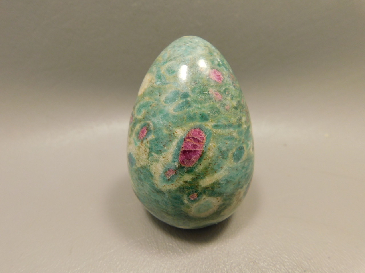Ruby and Fuchsite Egg Shaped Stone 2.35 inch Carved Rock #O2