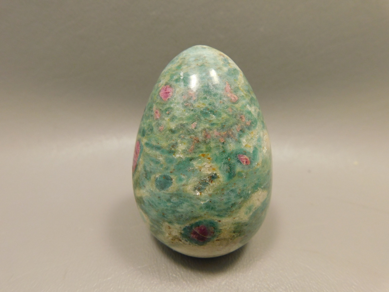 Ruby and Fuchsite Egg Shaped Stone 2.35 inch Carved Rock #O2