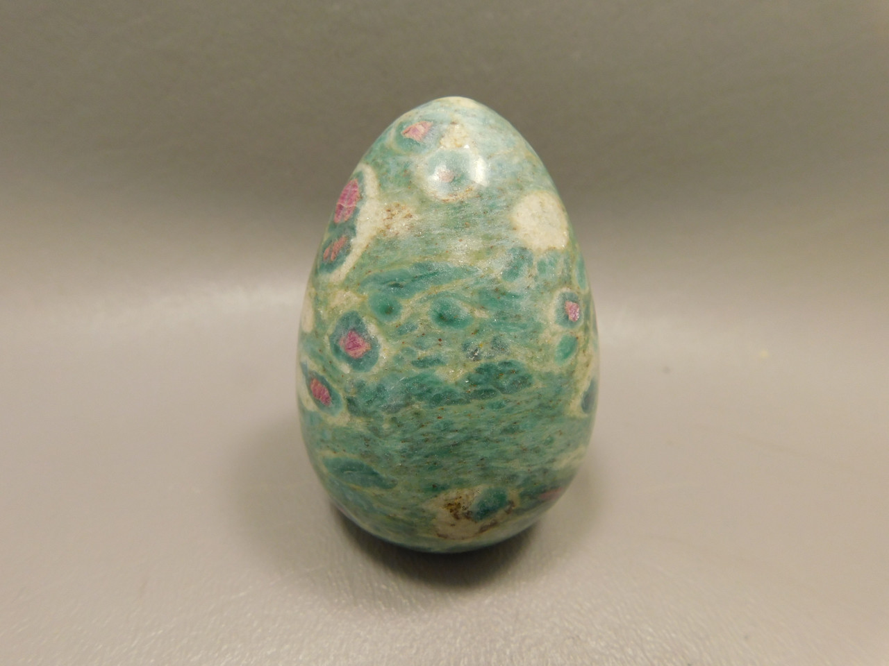 Ruby and Fuchsite Egg Shaped Stone 2.35 inch Carved Rock #O2
