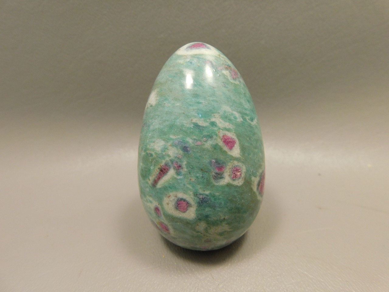 Ruby and Fuchsite Egg Shaped Stone 2.6 inch Carved Rock #O3