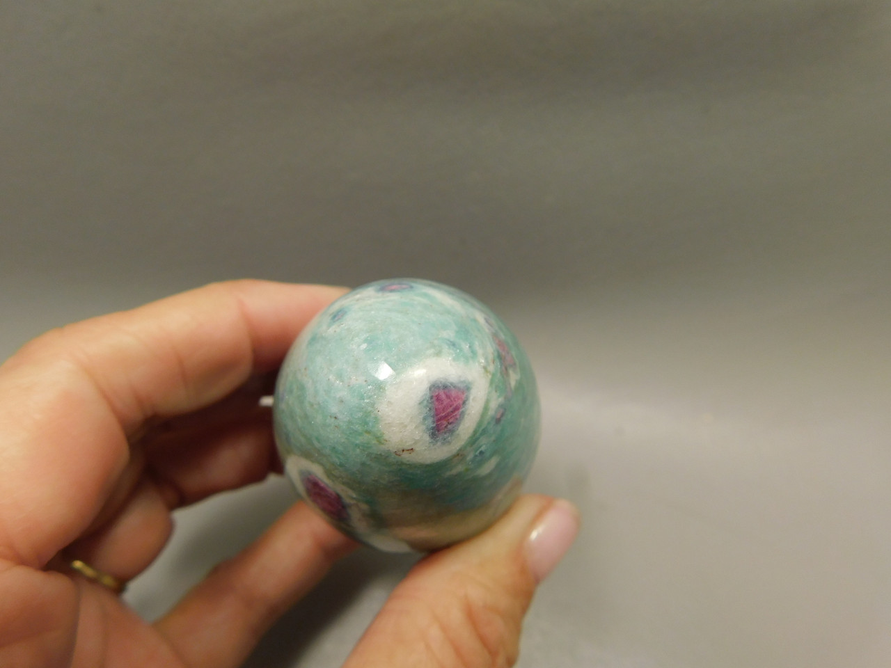 Ruby and Fuchsite Egg Shaped Stone 2.6 inch Carved Rock #O3