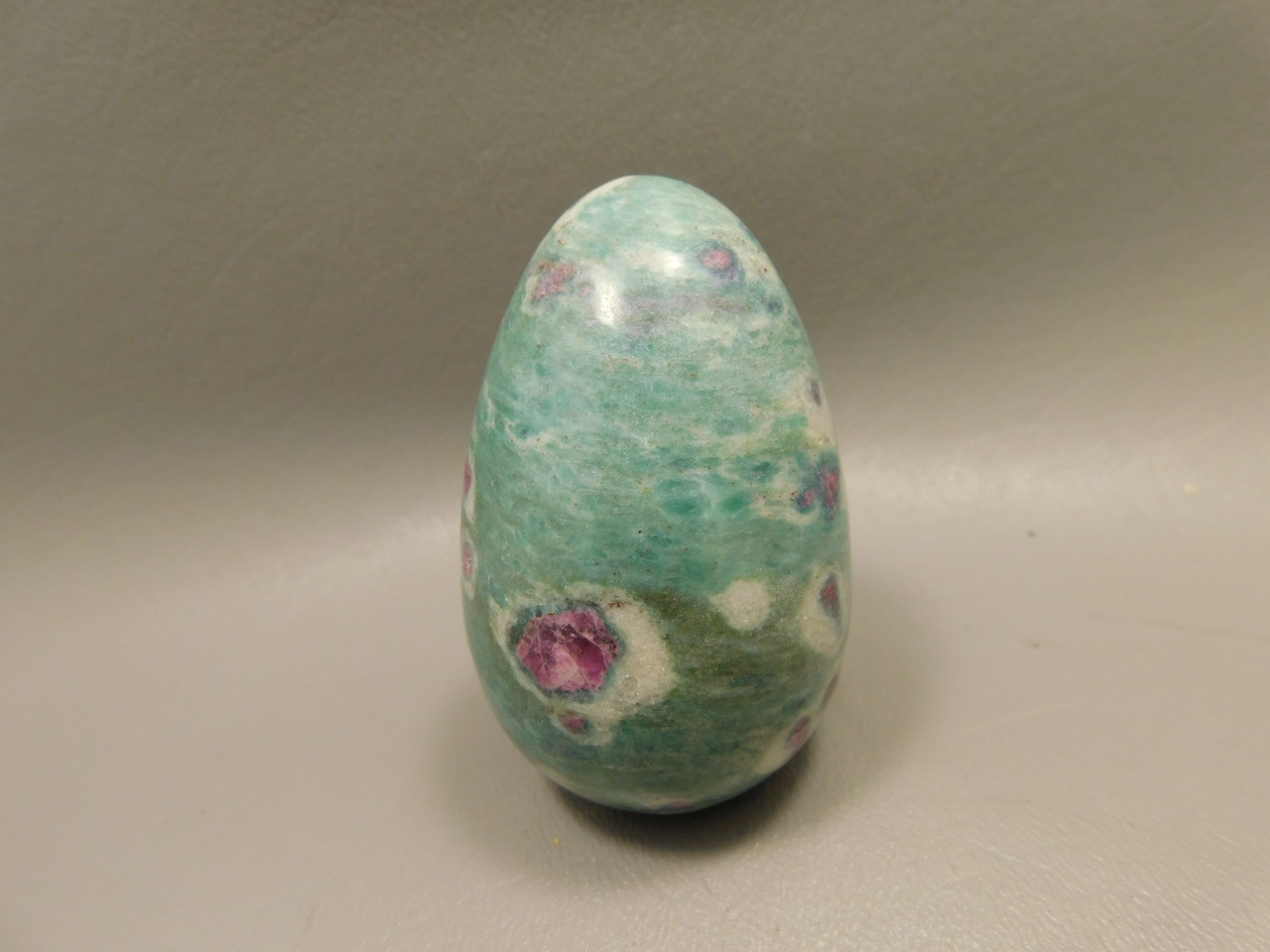 Ruby and Fuchsite Egg Shaped Stone 2.6 inch Carved Rock #O3
