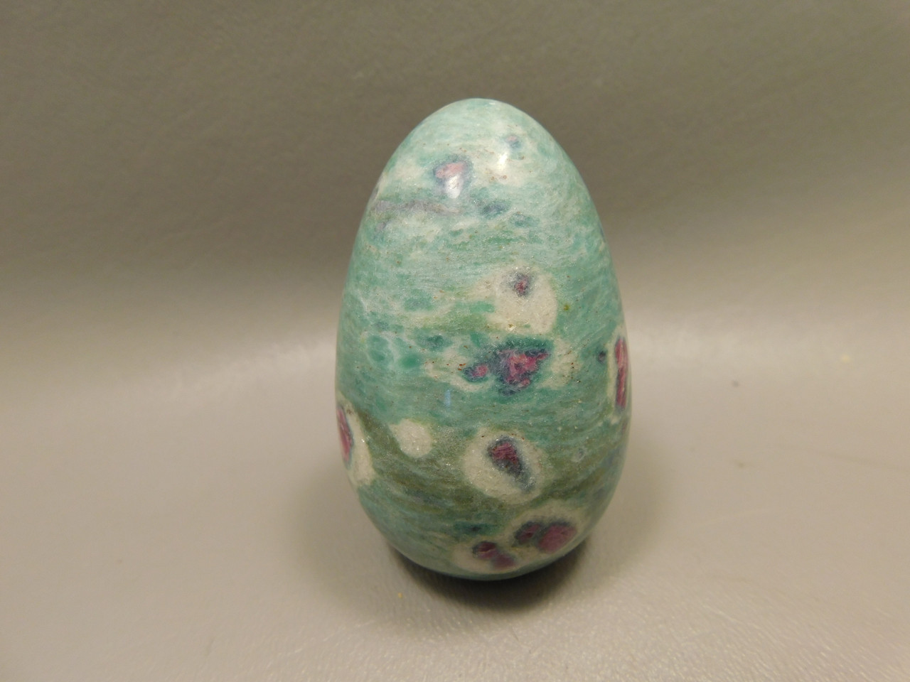 Ruby and Fuchsite Egg Shaped Stone 2.6 inch Carved Rock #O3