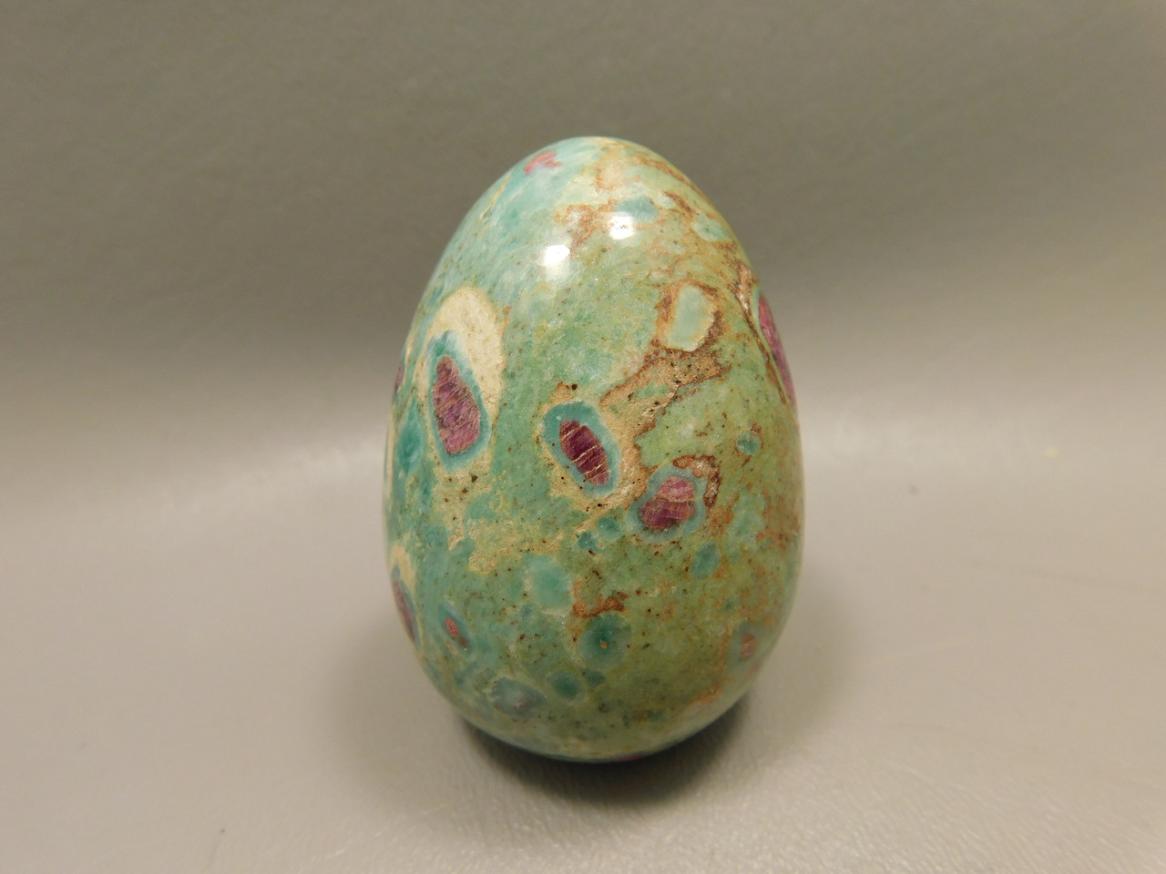 Ruby and Fuchsite Egg Shaped Stone 2.4 inch Carved Rock #O4
